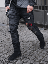 Load image into Gallery viewer, Biker Patch Denim - Black Multi
